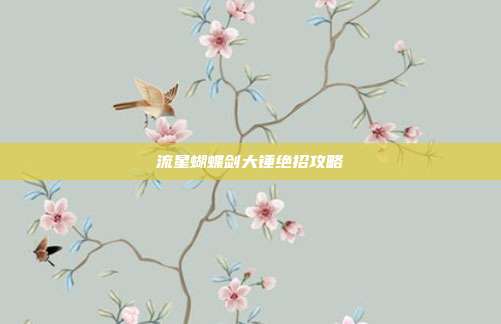 流星蝴蝶剑大锤绝招攻略