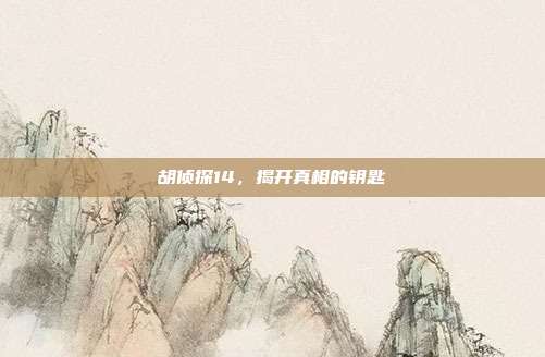 胡侦探14,揭开真相的钥匙