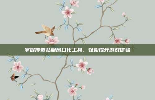 掌握传奇私服窗口化工具,轻松提升游戏体验