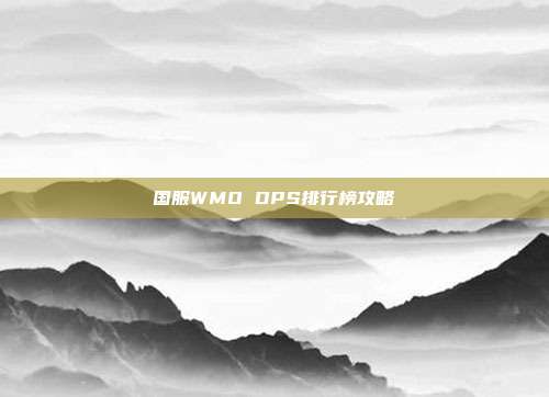 国服WMO DPS排行榜攻略