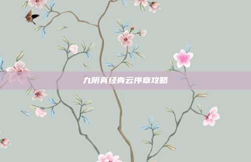 九阴真经青云序章攻略