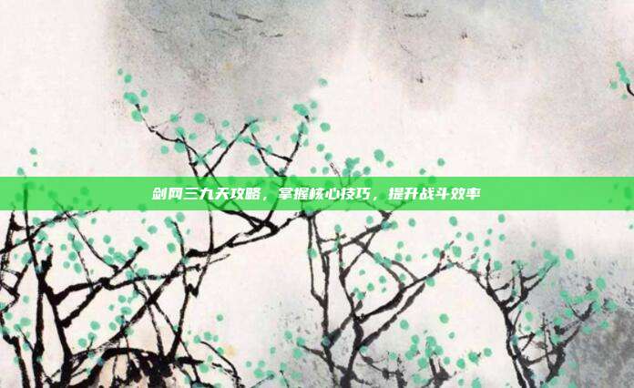 剑网三九天攻略,掌握核心技巧,提升战斗效率