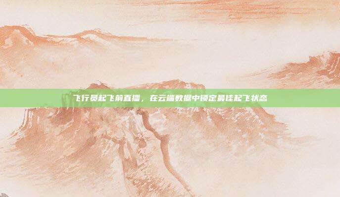 飞行员起飞前直播,在云端数据中锁定最佳起飞状态