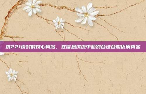 求221没封的良心网站,在信息洪流中甄别合法合规优质内容