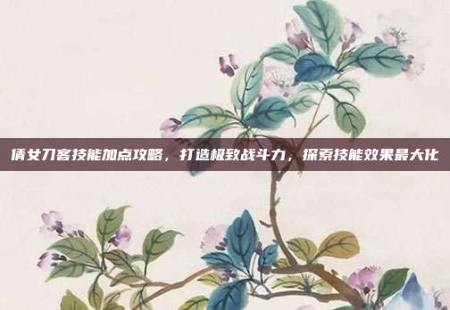 倩女刀客技能加点攻略,打造极致战斗力,探索技能效果最大化