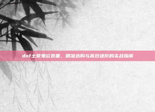 dnf土豪鬼泣装备,精准选购与高效进阶的实战指南