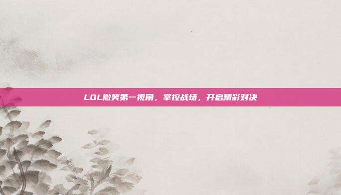 LOL微笑第一视角，掌控战场，开启精彩对决