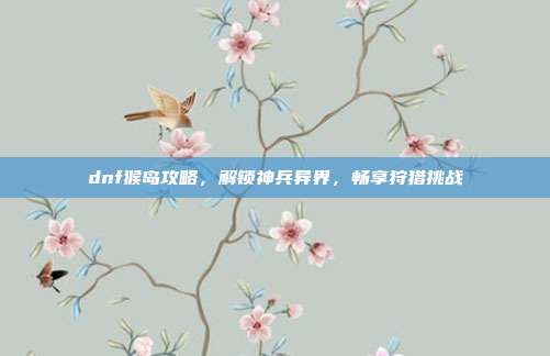 dnf猴岛攻略，解锁神兵异界，畅享狩猎挑战