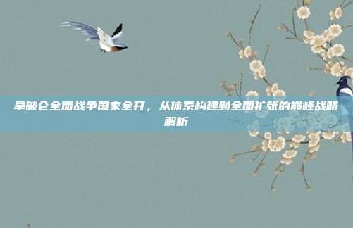 拿破仑全面战争国家全开,从体系构建到全面扩张的巅峰战略解析