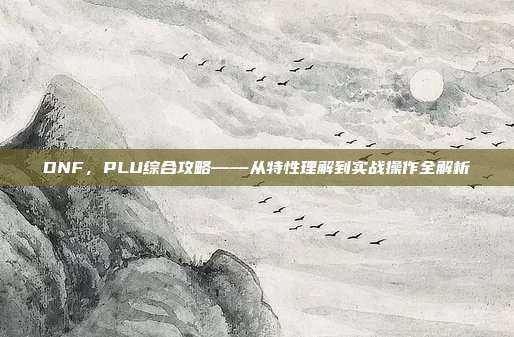 DNF,PLU综合攻略——从特性理解到实战操作全解析