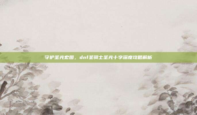 守护圣光宏图,dnf圣骑士圣光十字深度攻略解析