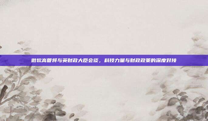 微软高管将与英财政大臣会谈,科技力量与财政政策的深度对接