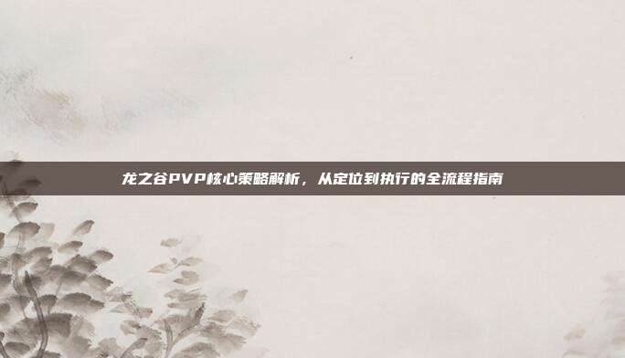 龙之谷PVP核心策略解析,从定位到执行的全流程指南