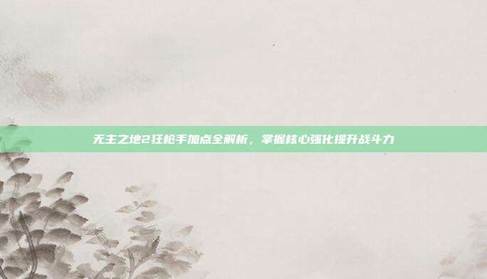 无主之地2狂枪手加点全解析,掌握核心强化提升战斗力