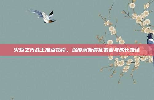 火炬之光战士加点指南,深度解析最优策略与成长路径