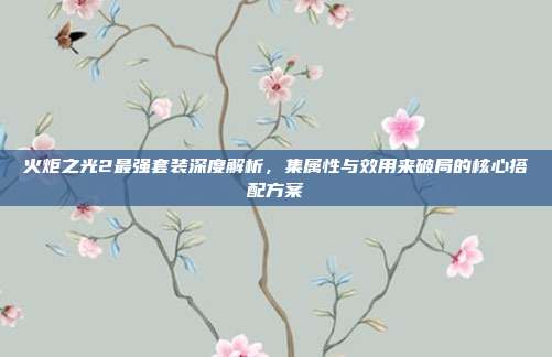 火炬之光2最强套装深度解析，集属性与效用来破局的核心搭配方案