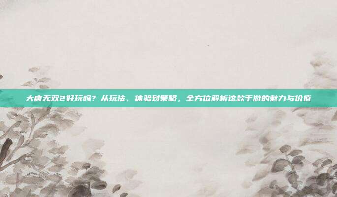 大唐无双2好玩吗?从玩法、体验到策略,全方位解析这款手游的魅力与价值