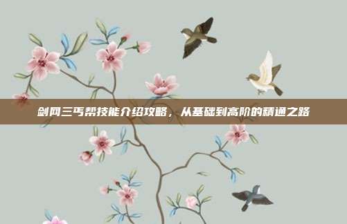 剑网三丐帮技能介绍攻略,从基础到高阶的精通之路