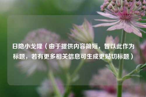 日隐小戈隆(由于提供内容简短,暂以此作为标题,若有更多相关信息可生成更贴切标题)