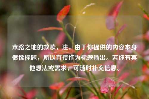 末路之地的救赎，注，由于你提供的内容本身很像标题，所以直接作为标题输出。若你有其他想法或需求，可随时补充信息。