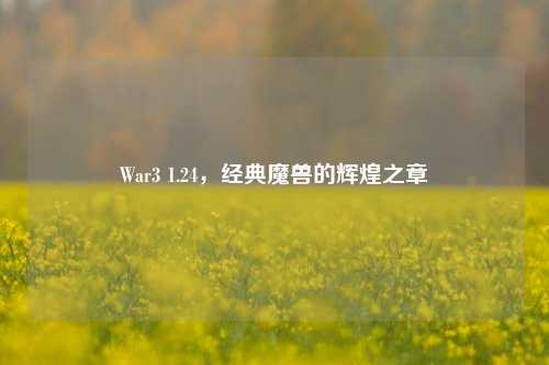 War3 1.24，经典魔兽的辉煌之章