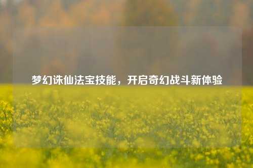 梦幻诛仙法宝技能,开启奇幻战斗新体验