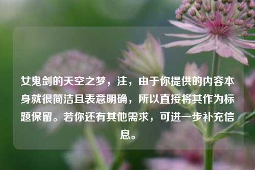 女鬼剑的天空之梦，注，由于你提供的内容本身就很简洁且表意明确，所以直接将其作为标题保留。若你还有其他需求，可进一步补充信息。