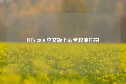 FIFA 2010 中文版下载全攻略指南