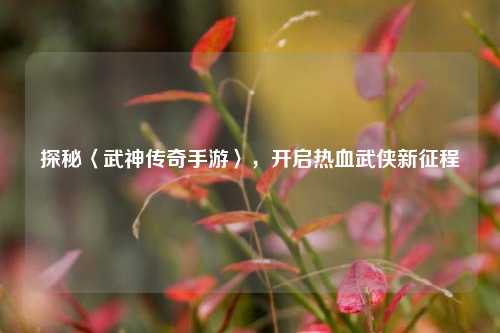 探秘〈武神传奇手游〉,开启热血武侠新征程
