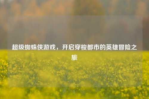 超级蜘蛛侠游戏,开启穿梭都市的英雄冒险之旅