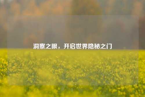 洞察之眼，开启世界隐秘之门