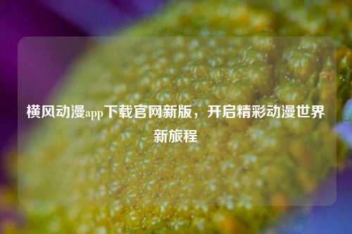 横风动漫app下载官网新版，开启精彩动漫世界新旅程