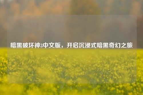 暗黑破坏神3中文版,开启沉浸式暗黑奇幻之旅