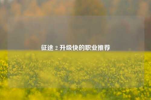 征途 2 升级快的职业推荐