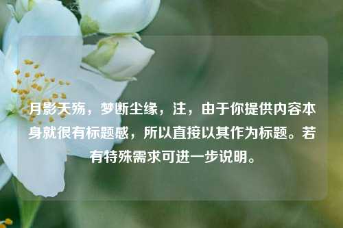 月影天殇，梦断尘缘，注，由于你提供内容本身就很有标题感，所以直接以其作为标题。若有特殊需求可进一步说明。