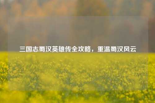 三国志蜀汉英雄传全攻略,重温蜀汉风云