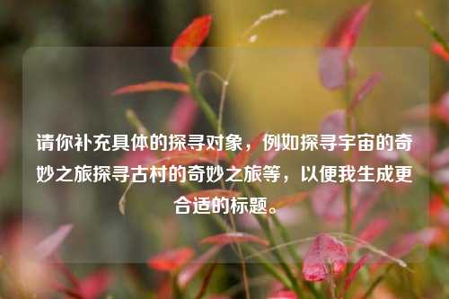 请你补充具体的探寻对象，例如探寻宇宙的奇妙之旅探寻古村的奇妙之旅等，以便我生成更合适的标题。