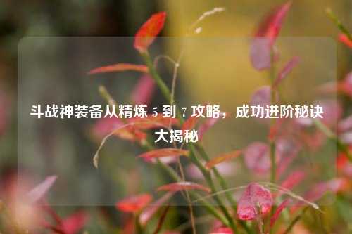 斗战神装备从精炼 5 到 7 攻略,成功进阶秘诀大揭秘