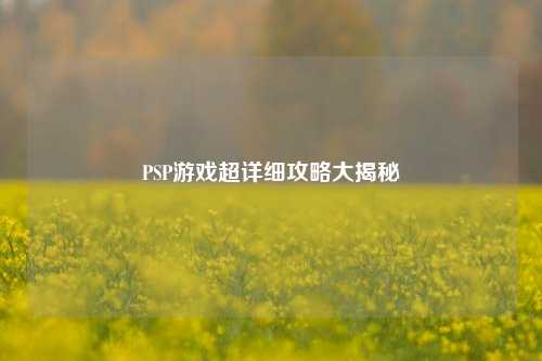 PSP游戏超详细攻略大揭秘