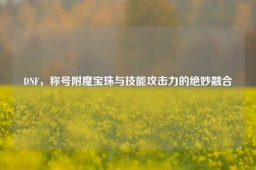 DNF,称号附魔宝珠与技能攻击力的绝妙融合