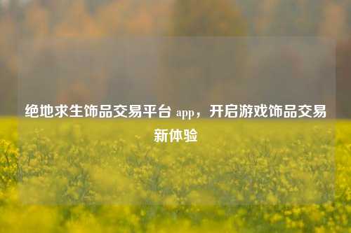 绝地求生饰品交易平台 app,开启游戏饰品交易新体验