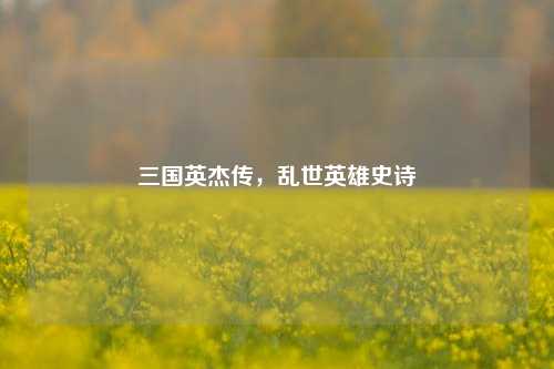 三国英杰传,乱世英雄史诗