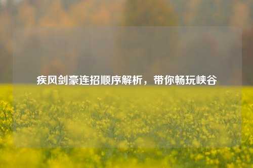 疾风剑豪连招顺序解析,带你畅玩峡谷