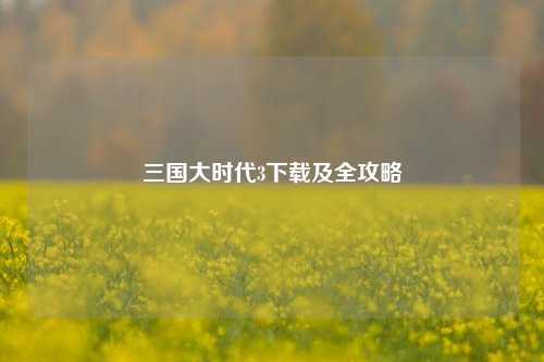 三国大时代3下载及全攻略
