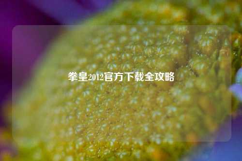 拳皇2012官方下载全攻略