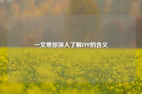 一文带你深入了解FPP的含义