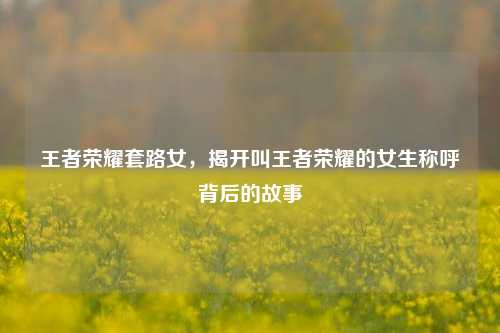 王者荣耀套路女，揭开叫王者荣耀的女生称呼背后的故事
