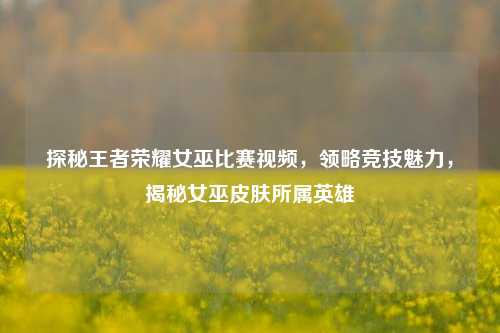 探秘王者荣耀女巫比赛视频，领略竞技魅力，揭秘女巫皮肤所属英雄
