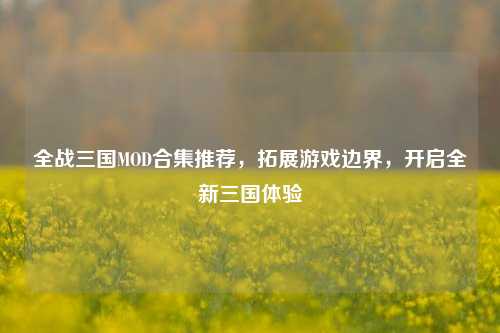全战三国MOD合集推荐,拓展游戏边界,开启全新三国体验