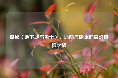 探秘〈地下城与勇士〉,地图与副本的奇幻冒险之旅